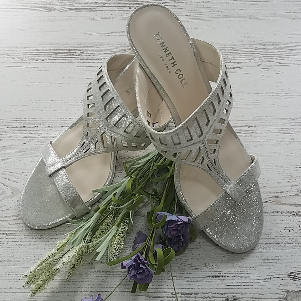 Kenneth Cole Metallic Silver Heels